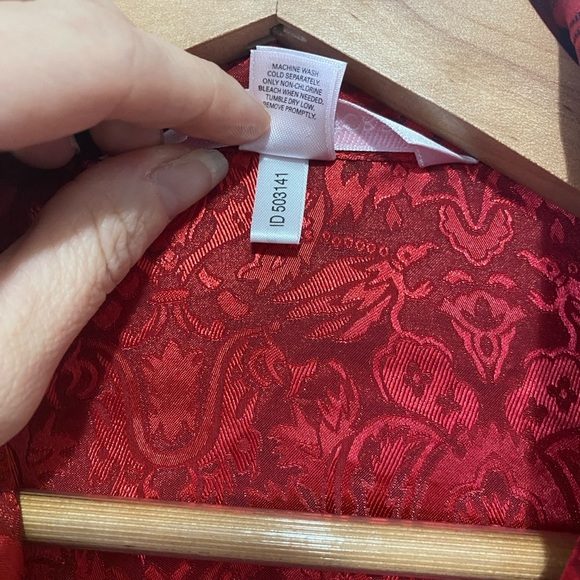 Victoria's Secret Red Floral Silk Pajama Set Top Pants Womens Medium - Picture 8 of 8